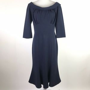 Stop Staring Dress Blue Pinup Mermaid Wiggle Midi